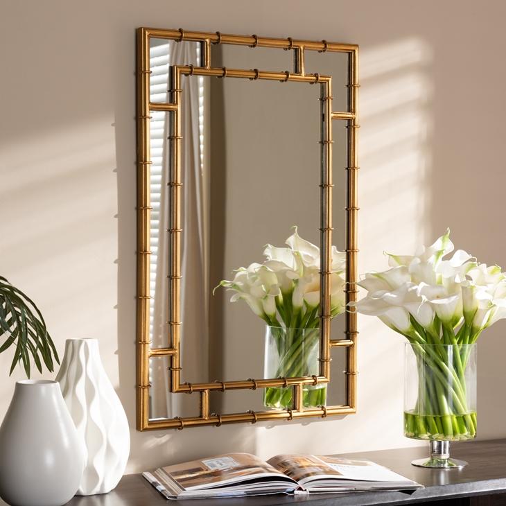 Edan Gold Finished Bamboo Accent Wall Mirror